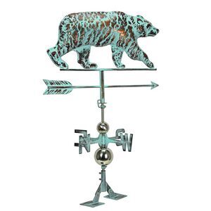 Verdigris Copper Bear Weathervane Roof Mount Home Garden Decor Forest Lodge Art
